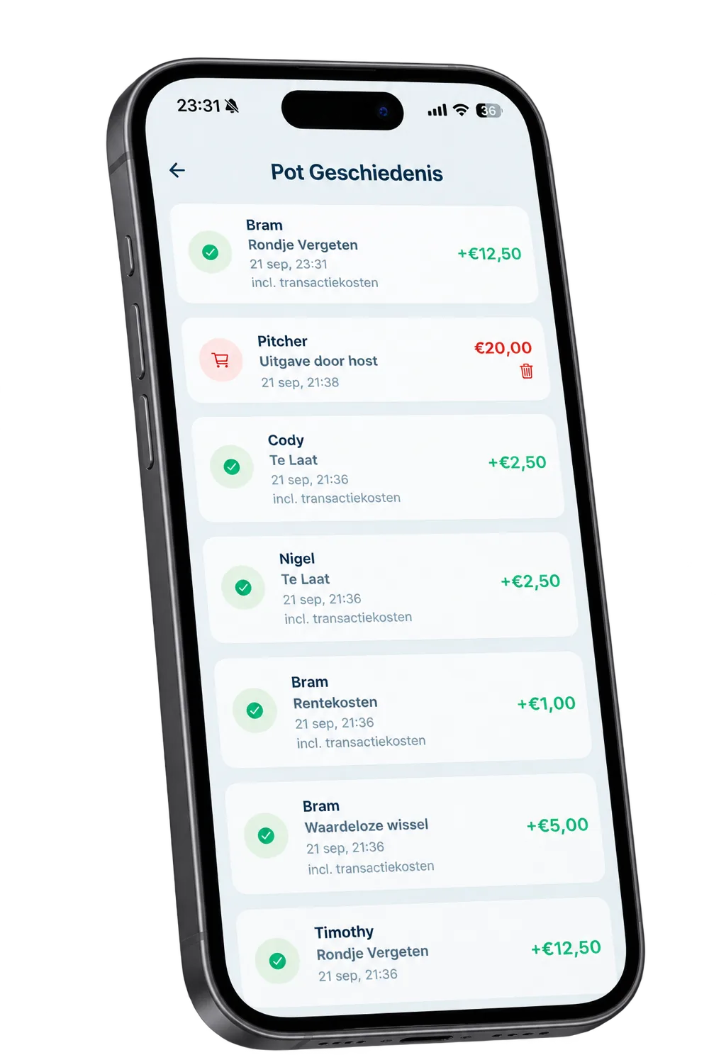 Transparantie in de TeamPot-app